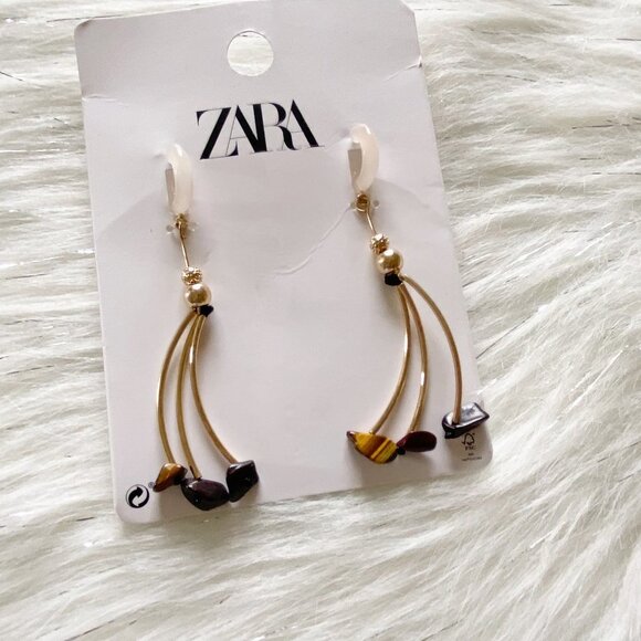 Zara Jewelry - NEW Zara Gold Stone Drop Dangling Earrings